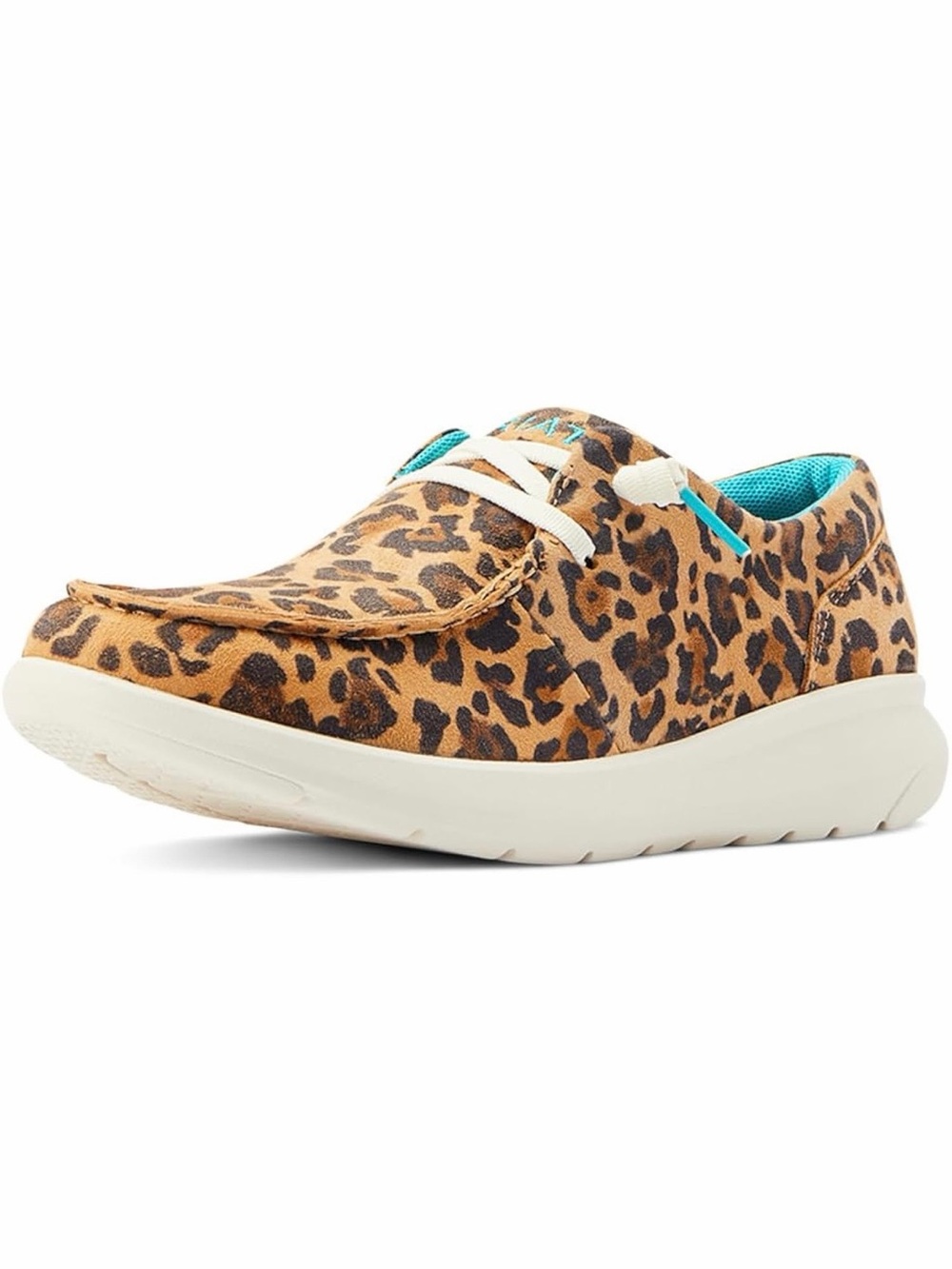 Ariat Leopard-Print Slip-On Loafer with Turquoise Lining